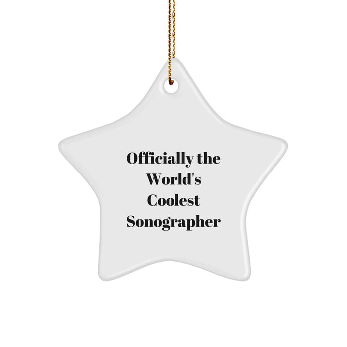 Funny Sonographer Gifts from Friends, Officially The 'World's Coolest' Star Ornament, Christmas Unique Gifts for Sonographer - Image 1