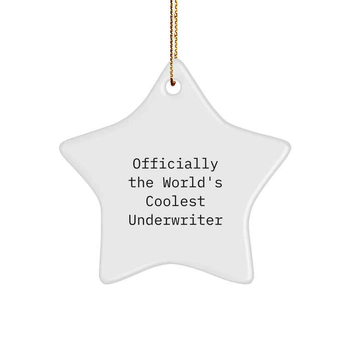 Funny Underwriter Gifts from Family, Star Ornament for Underwriter Friends, Christmas Unique Gifts for Underwriter Men, Officially The World's Coolest Underwriter Star - Image 1