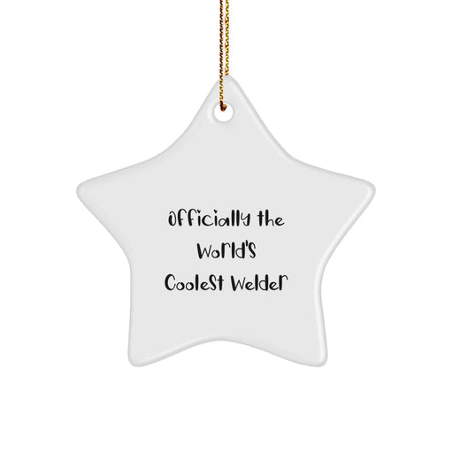 Funny Welder Gifts for Him Christmas Star Ornament 'Officially The World's Coolest Welder' from Friends - Image 1
