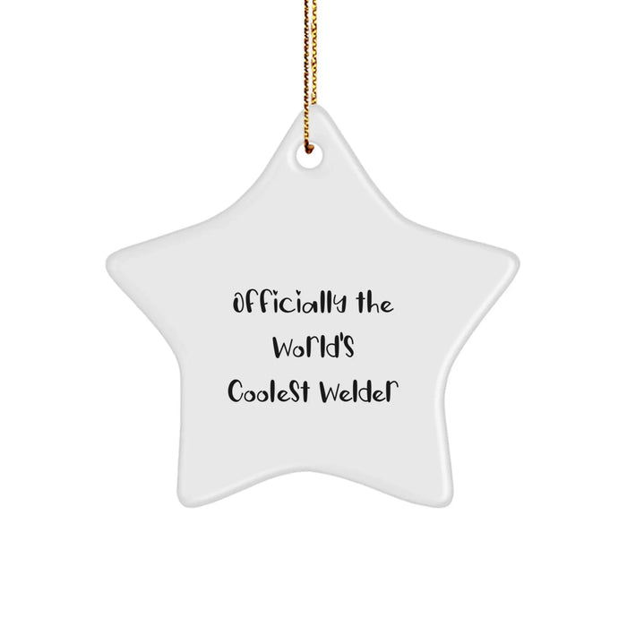 Funny Welder Gifts for Him Christmas Star Ornament 'Officially The World's Coolest Welder' from Friends - Image 1