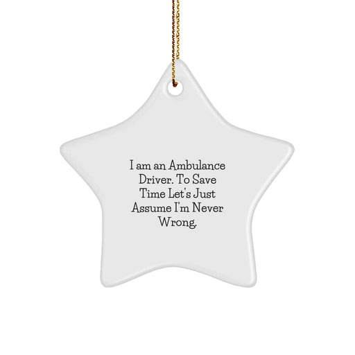 Funny Ambulance Driver Gifts from Family, Ambulance Driver Star Ornament for Men, Unique Christmas Unique Gifts for Ambulance Driver - Image 1