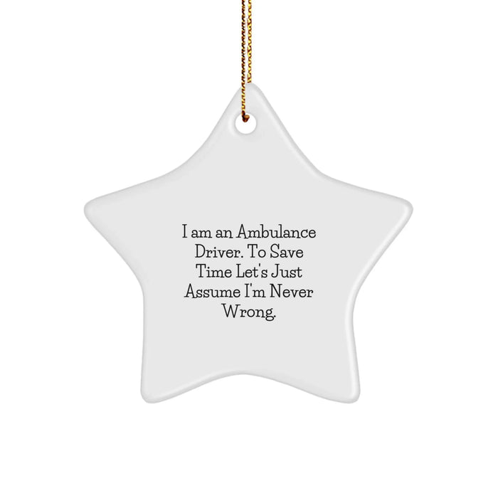 Funny Ambulance Driver Gifts from Family, Ambulance Driver Star Ornament for Men, Unique Christmas Unique Gifts for Ambulance Driver - Image 1