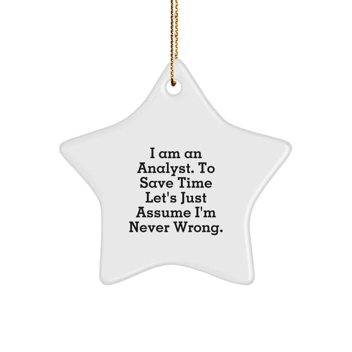 Funny Analyst Gifts | I Am An Analyst. To Save Time Let's Just Assume I'm Never Wrong. Star Ornament for Christmas Unique Gifts from Family - Image 1