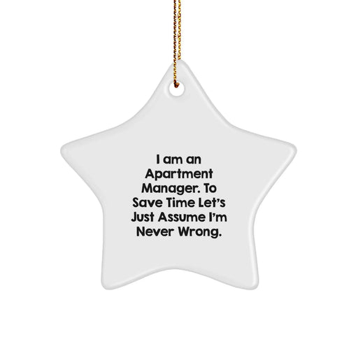 Funny Apartment Manager Gifts - Star Ornament - Perfect Christmas Unique Gifts from Husband to Wife - I Am Never Wrong - Decorative Star Ornament for Men or Women - Image 1