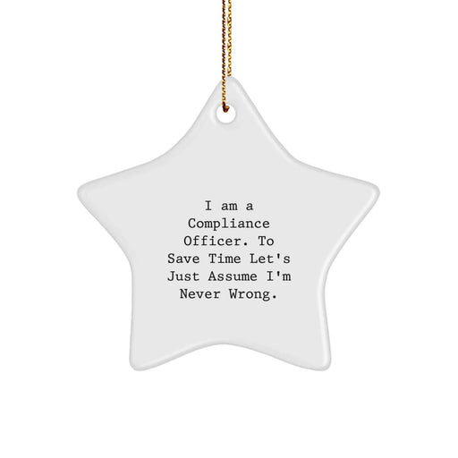 Funny Compliance Officer Gifts from Friends Christmas Star Ornament, Gifts for Compliance Officers, Office Decor, Compliance Officer Humor, Star Shaped Ornaments - Image 1