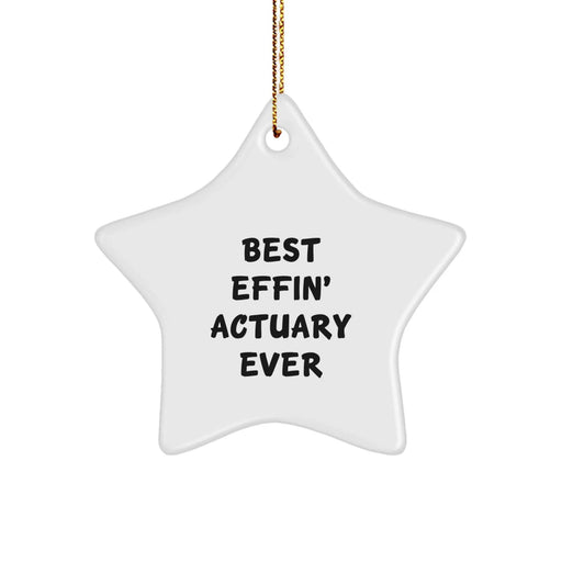 Funny Actuary Gifts from Friends - Best Effin' Actuary Ever Star Ornament, Christmas Unique Gift for Actuary, Star Shaped Decoration - Image 1