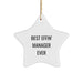 Funny Manager Gifts from Friends Christmas Star Ornament, 'Best Effin' Manager Ever' Quote, White Star Shaped Decorations - Image 1