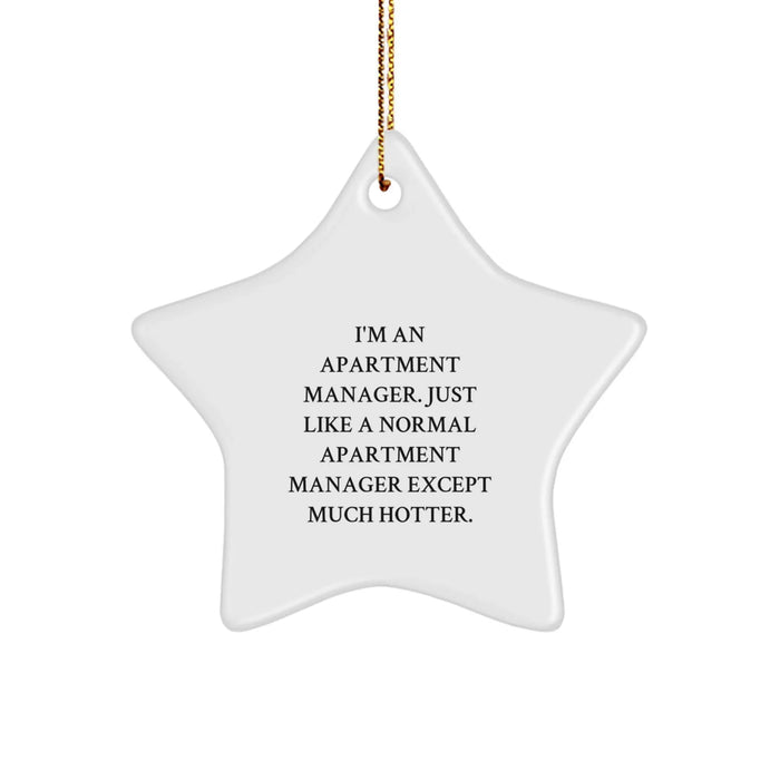 Funny Apartment Manager Gifts from Friends for Christmas - I'm An Apartment Manager. Just Like A Normal Apartment Manager Except Much Hotter. Star Ornament - Image 1