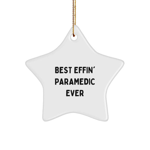 Funny Rescue Worker Gifts from Friends and Family, Best Effin' Rescue Worker Ever Star Ornament for Christmas Unique Gifts - Image 1