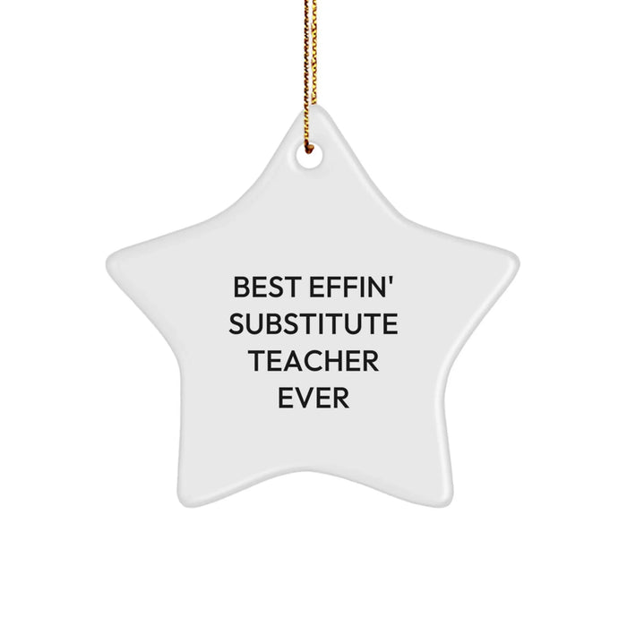 Funny Substitute Teacher Star Ornament - Gifts for Men Women Friends Coworkers Family from Best Effin' Substitute Teacher Ever Lover - Image 1
