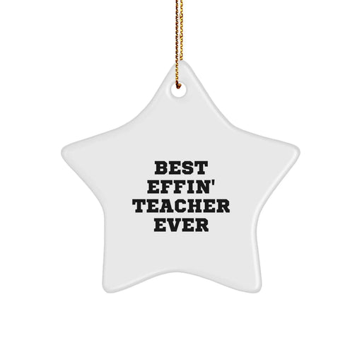 Funny Teacher Star Ornament Gifts from Men to Best Effin' Teacher Ever, Christmas Unique Teacher Decorations for Teacher - Image 1