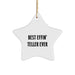 Funny Teller Star Ornament Gift, Best Effin' Teller Ever Quote, White Star Shaped MDF, Christmas Unique Gifts from Friends to Teller - Image 1