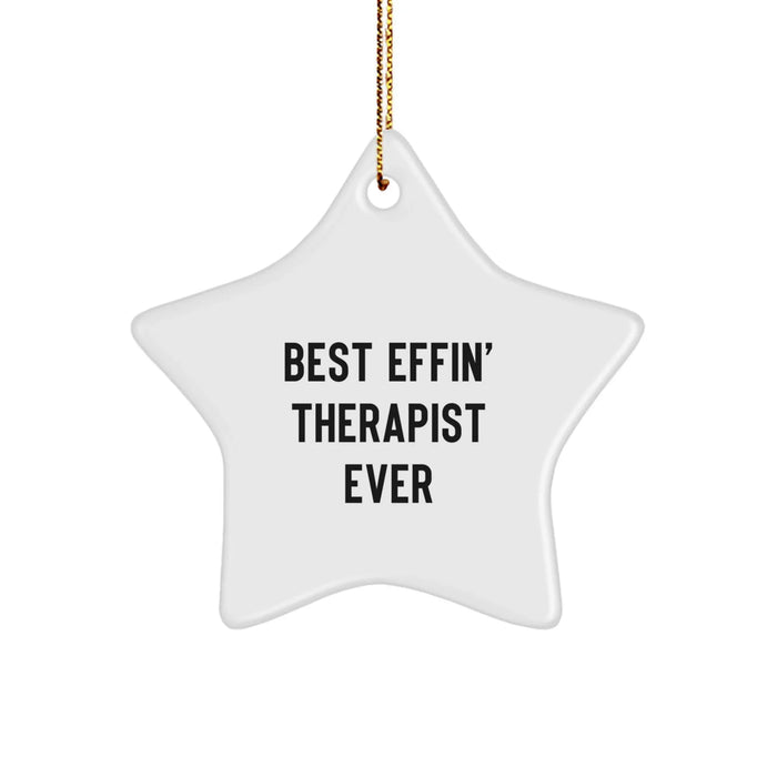 Funny Therapist Gifts from Friends Star Ornament Christmas Best Effin' Therapist Ever - Image 1
