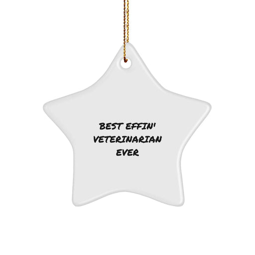Funny Veterinarian Star Ornament Gifts from Friends for Veterinarian Christmas Unique Gifts, Best Effin' Veterinarian Ever Quote Star Ornament, Veterinarian Office Decorations - Image 1