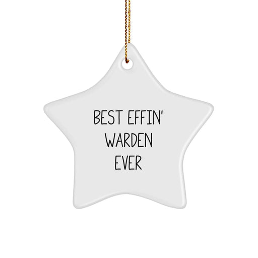 Funny Warden Star Ornament Gifts from Friends for Christmas - Best Effin' Warden Ever Quote - Image 1