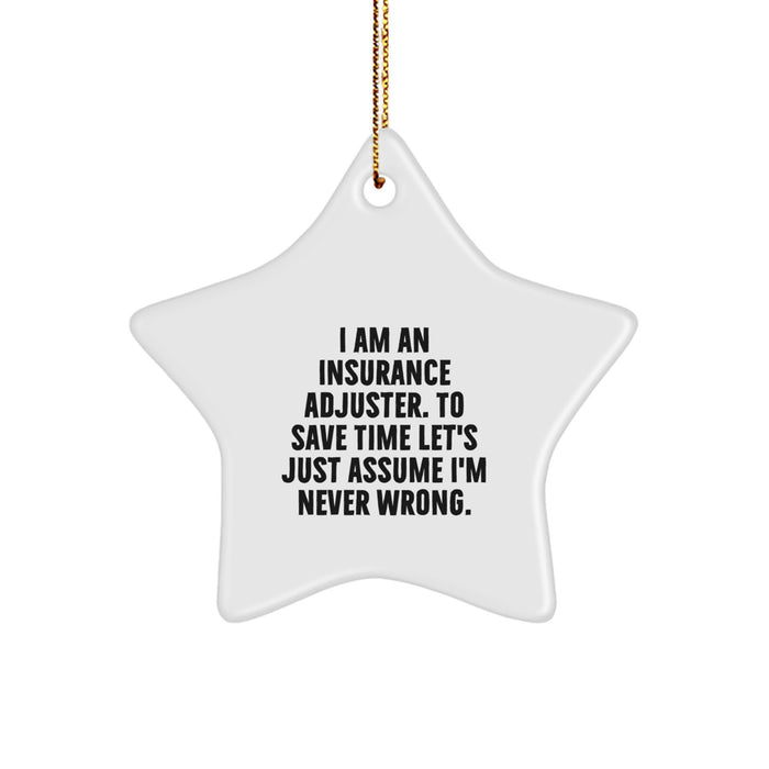 Funny Star Ornament Gifts from Insurance Adjuster Friends, Unique Christmas Unique Gifts for Insurance Adjuster Men, Star Ornament Humor - Image 1
