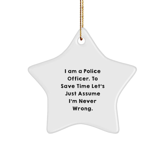 Funny Police Officer Star Ornament Gifts for Him from Friends and Family - Christmas Unique Ornaments - Image 1