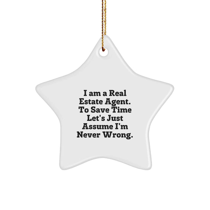 Funny Real Estate Agent Star Ornament Gifts for Christmas Unique Gifts from Men to Friends - I Am A Real Estate Agent Gifts - Image 1