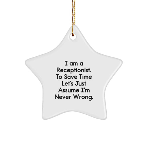 Funny Receptionist Star Ornament Gifts from Friends for Receptionists at Christmas Time, Funny Office Decorations for Women Receptionists, Star Ornament Gifts for Coworkers - Image 1