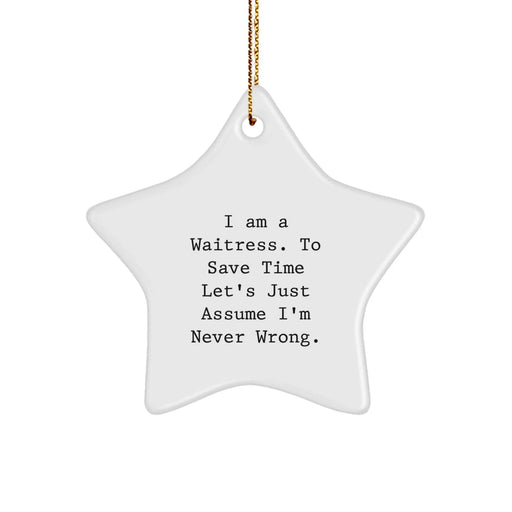 Funny Waitress Star Ornament Gifts from Men to Women Friends Coworkers Family for Christmas Unique Presents - Image 1