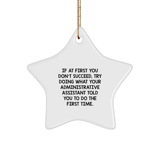 Funny Administrative Assistant Gifts from Coworkers Christmas Unique Star Ornament, Inspirational Quotes for Administrative Assistants, Office Decorations, Funny Star Ornament - Image 1