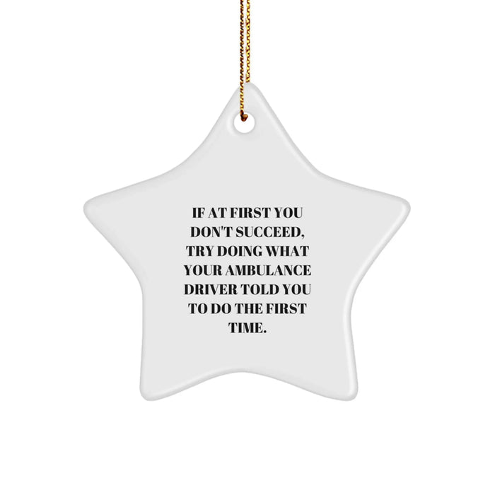 Funny Ambulance Driver Gifts from Friends for Ambulance Drivers, Christmas Unique Star Ornaments, Ambulance Driver Star Decoration - Image 1