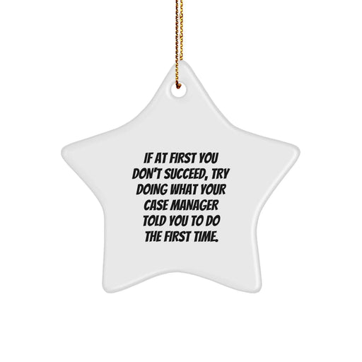 Funny Case Manager Gifts from Family, Star Ornament for Case Manager, If You Don't Succeed Try Doing What Your Case Manager Told You To Do First Christmas - Image 1