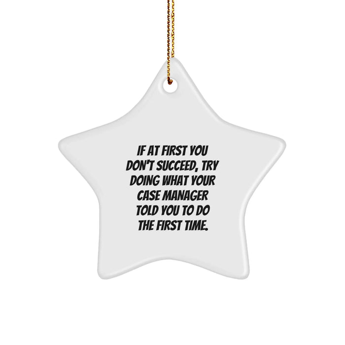 Funny Case Manager Gifts from Family, Star Ornament for Case Manager, If You Don't Succeed Try Doing What Your Case Manager Told You To Do First Christmas - Image 1