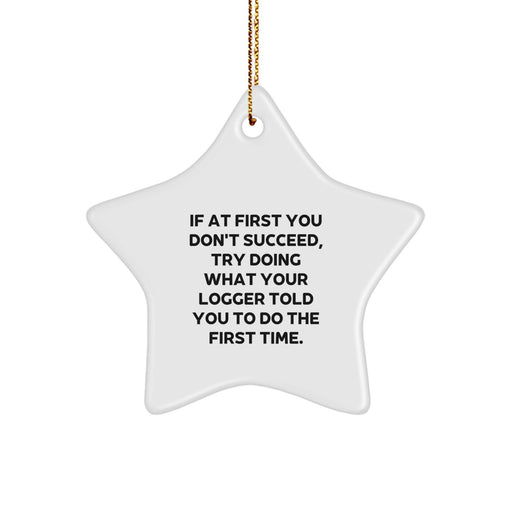 Funny Logger Gifts from Friends, Star Ornament for Logger Enthusiasts, Christmas Unique Logger Star Ornament - Image 1