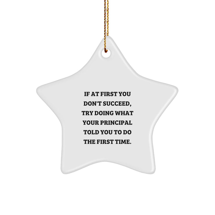Funny Principal Star Ornament Gifts from Family, Christmas Unique Gifts for Principal, Inspirational Star Ornament for Home Decoration - Image 1