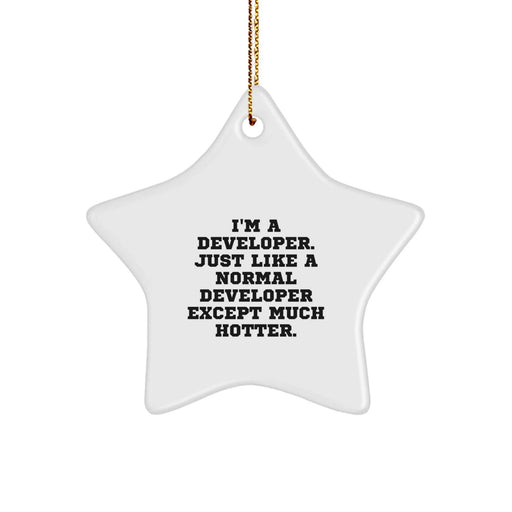 Developer Gifts, Star Ornament, 'I'm A Developer. Just Like A Normal Developer Except Much Hotter.' Funny Quote Gifts from Friends to Men, Unique Christmas Unique Gifts for Developer - Image 1
