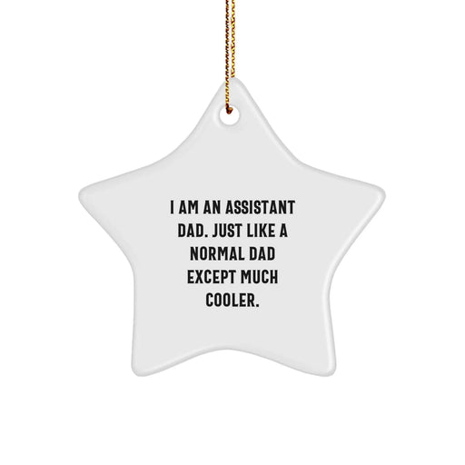 Funny Assistant Dad Star Ornament Gifts for Men by Family and Friends, a Perfect White Star Shaped Decoration with Gold Cord, Unique Christmas Unique Gifts from Assistant - Image 1