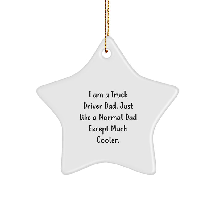 Truck Driver Christmas Star Ornament Gifts from Family or Friends, Funny Dad Present for the Big Rig Enthusiast, Star Ornament Decoration for the Holiday Season - Image 1