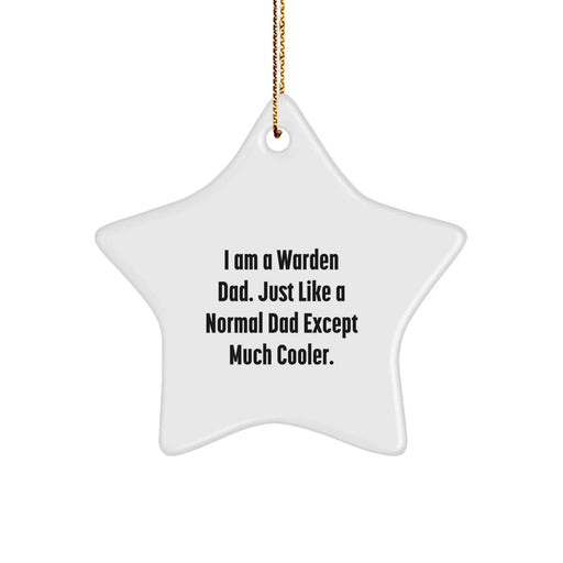 Funny Warden Dad Gifts for Men, Star Ornament for Christmas Unique Gifts, Funny Quote Gifts from Dad - Image 1