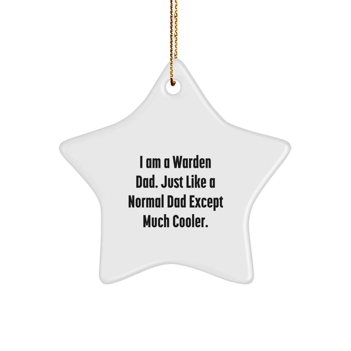Funny Warden Dad Gifts for Men, Star Ornament for Christmas Unique Gifts, Funny Quote Gifts from Dad - Image 1