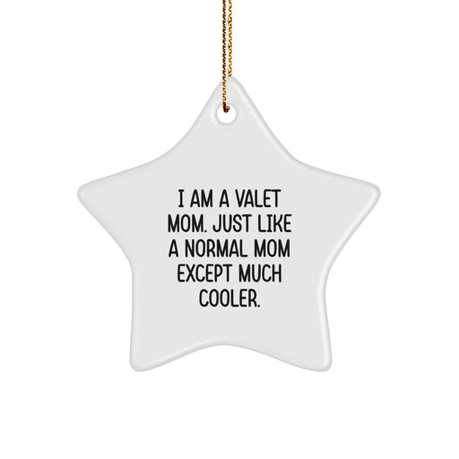 Valet Mom Star Ornament Gifts from Family, Valet Mom Christmas Unique Gifts, Fun Star Ornament for Valet - Image 1