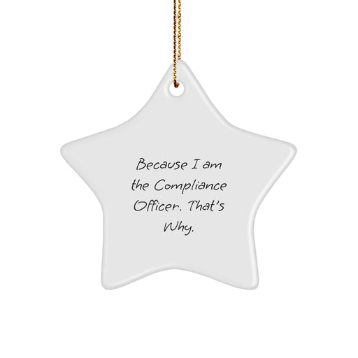 Funny Compliance Officer Gifts for Compliance Officers Because I Am The Compliance Officer. That's Why. Christmas Star Ornament Gifts from Family and Friends - Image 1
