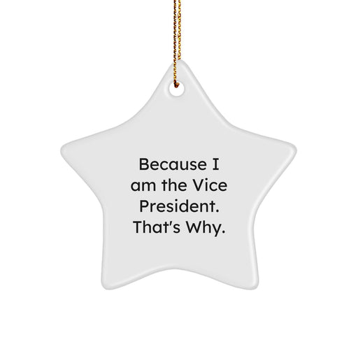 Funny Vice President Gifts from Friends for Christmas Unique Star Ornament - 'Because I Am The Vice President. That's Why.' - Image 1