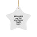 Funny Waitress Gifts for Christmas, Star Ornament Quote Because I Am The Waitress. That's Why. Gifts from Family, Friends, Coworkers to Waitress - Image 1