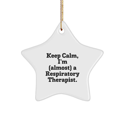 Funny Respiratory Therapist Gifts for Christmas - Star Ornament, Inspirational Quote 'Keep Calm, I'm (almost) A Respiratory Therapist' from Friends, Coworkers, Family - Image 1