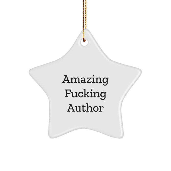 Gifts from Friends, Funny 'Amazing F--king Author' Star Ornament, Perfect Christmas Author Gifts for Men Women Family - Image 1
