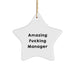 Funny Manager Star Ornament Gifts from Friends to Manager for Christmas - 'Amazing F--king Manager' Quote - Image 1