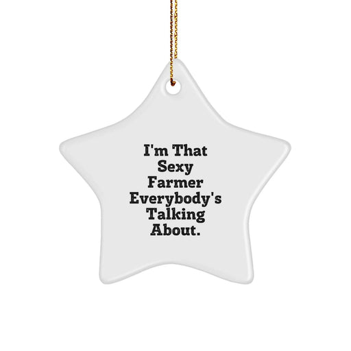 Farmer's Star Ornament, I'm That Sexy Farmer Everybody's Talking About, Gifts from Friends for Christmas - Image 1
