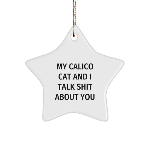 Calico Cat Gifts, Funny Quote Ornaments, Star Shaped, Gifts from Calico Cat Lovers for Friends and Family, Perfect Christmas Unique Gifts - Image 1
