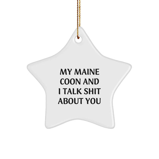 Funny Maine Coon Cat Star Ornament Gifts from Family for Christmas - 'My Maine Coon And I Talk Shit About You' Quote - Image 1