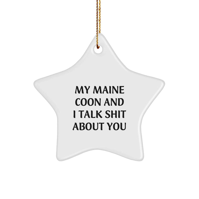 Funny Maine Coon Cat Star Ornament Gifts from Family for Christmas - 'My Maine Coon And I Talk Shit About You' Quote - Image 1