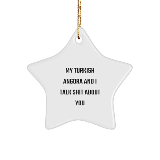 Funny Turkish Angora Cat Lover Gifts from Men to Women for Christmas Unique Star Ornament - Image 1