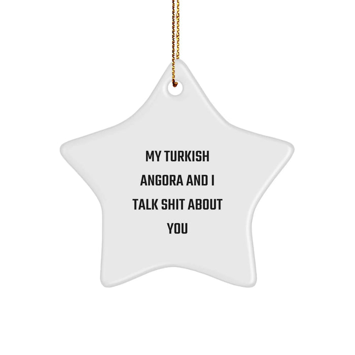 Funny Turkish Angora Cat Lover Gifts from Men to Women for Christmas Unique Star Ornament - Image 1