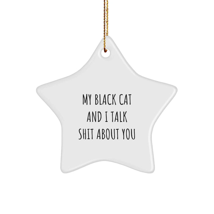 Funny Black Cat Gifts for Men, Black Cat Star Ornament with Quote, Christmas Unique Gifts from Friends, Inspirational Black Cat Lovers - Image 1