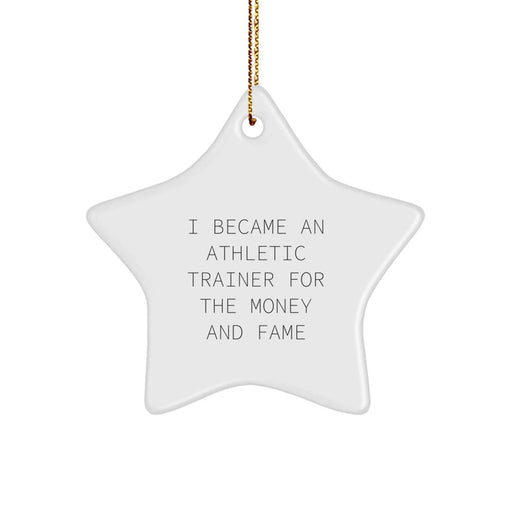 Funny Athletic Trainer Star Ornament Gifts from Friends for Christmas Unique Decorations, Star Shaped White MDF with Sublimation Finish, Perfect for Men Women Coworkers Family - Image 1